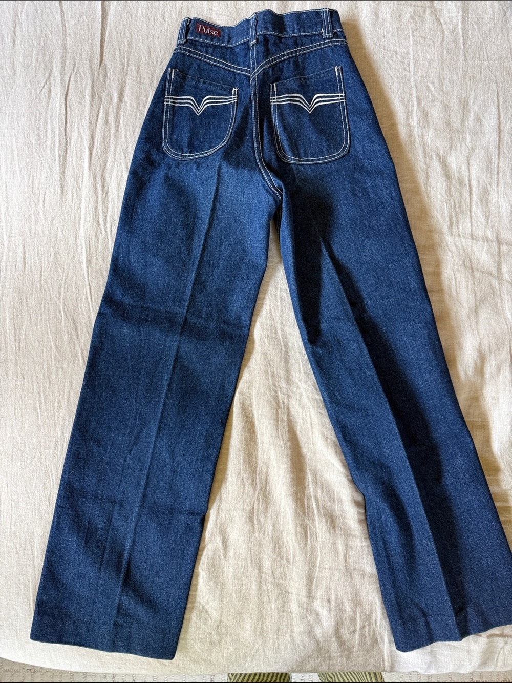 Vintage Pulse Dark Wash High Rise Wide Leg Jeans Juniors 22 Waist Hemmed